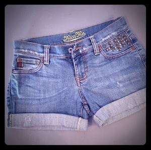 Miss Me studded light jean shorts